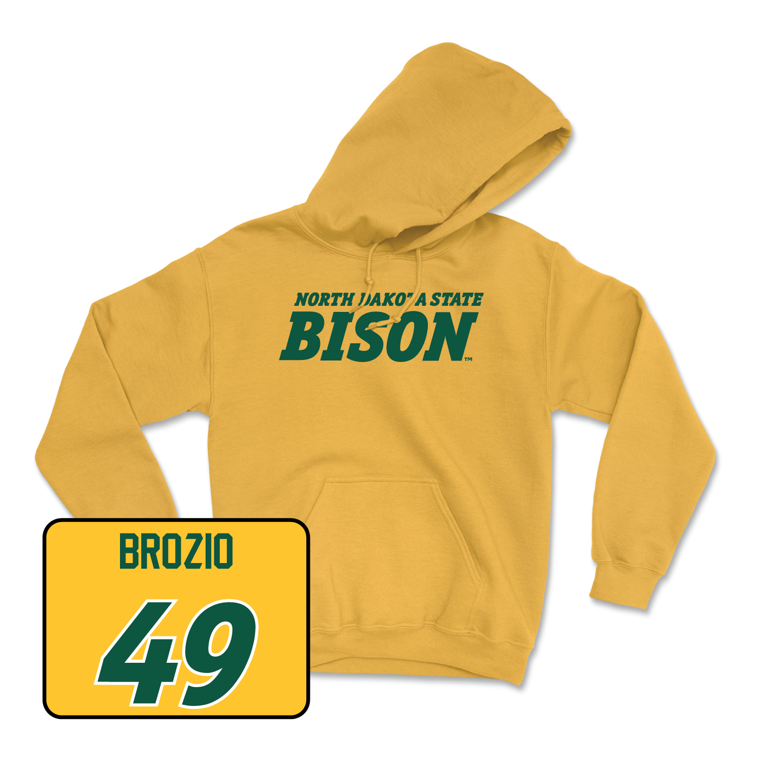 Gold Football Bison Hoodie Youth Small / Hunter Brozio | #49