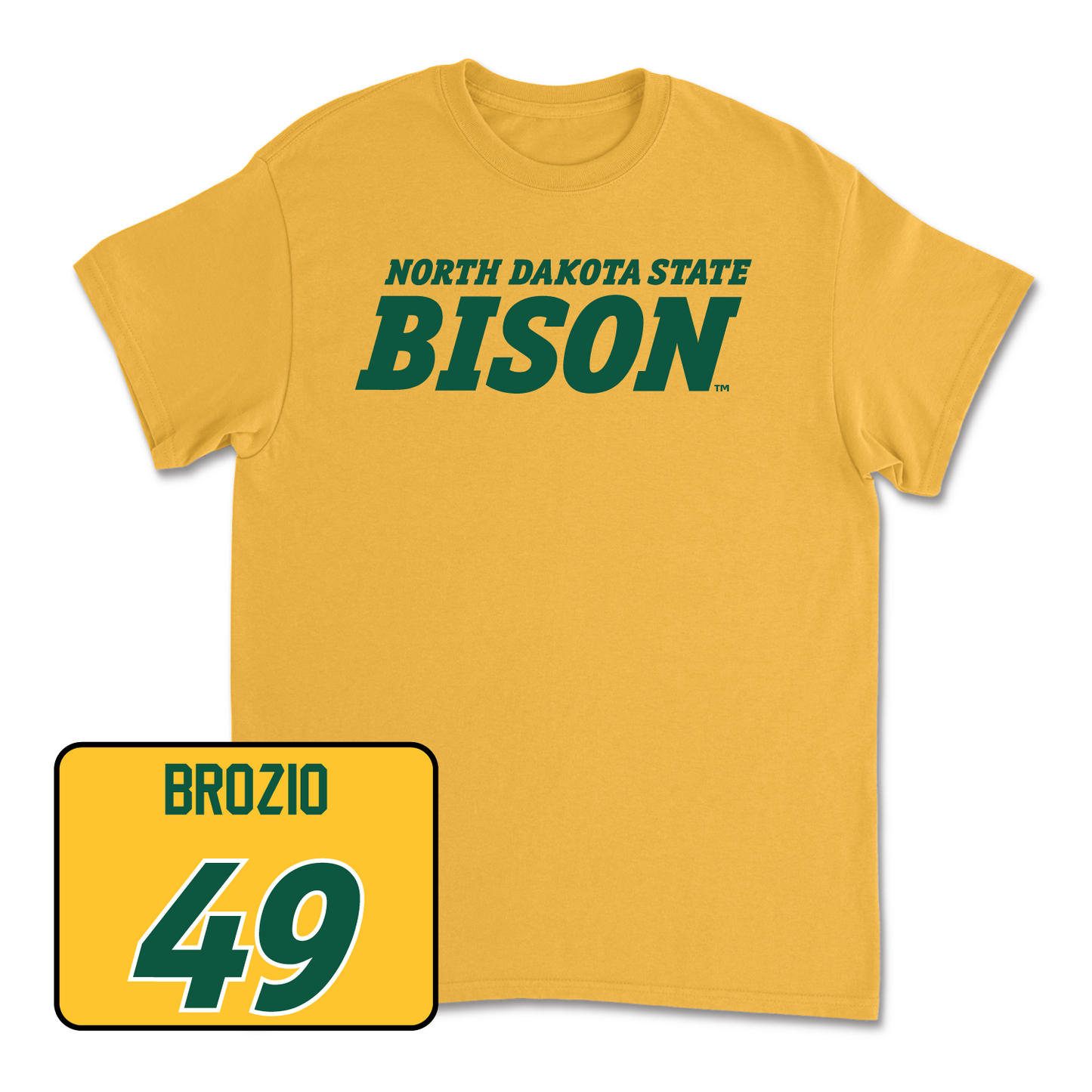 Gold Football Bison Tee Youth Small / Hunter Brozio | #49