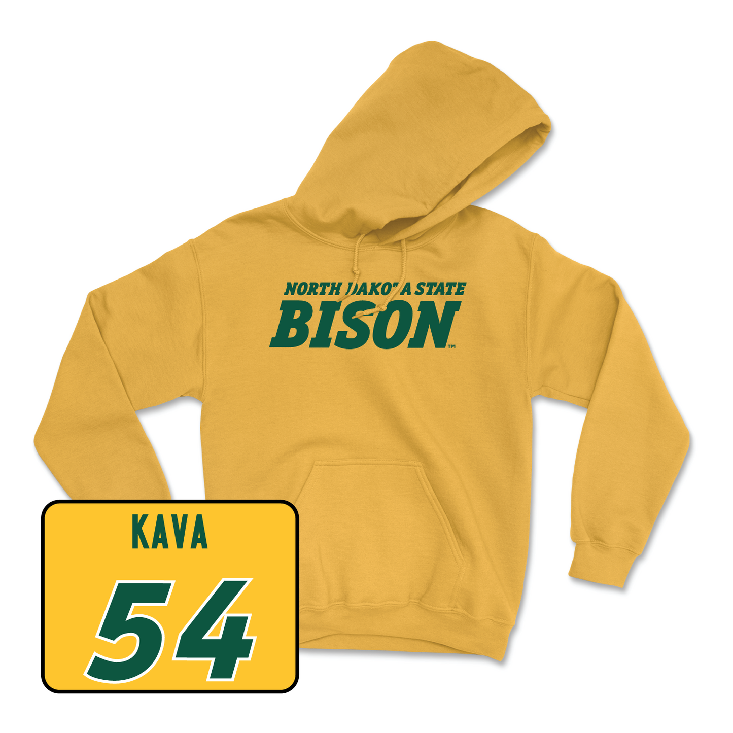 Gold Football Bison Hoodie Youth Large / Jacob Kava | #54