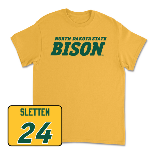Gold Men's Basketball Bison Tee Youth Small / Ryan Sletten | #24