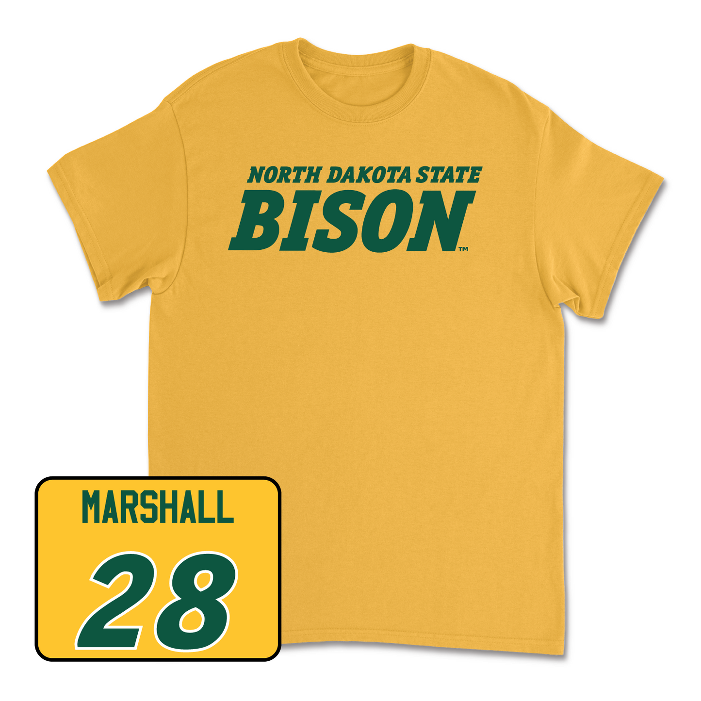 Gold Football Bison Tee 2 Youth Small / TK Marshall | #28