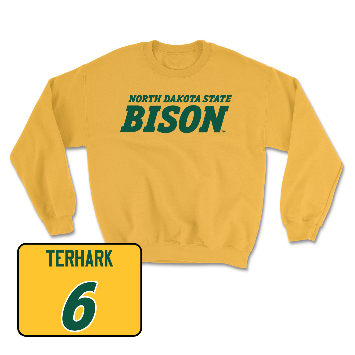 Gold Football Bison Crew 3 Youth Large / Tyler Terhark | #6